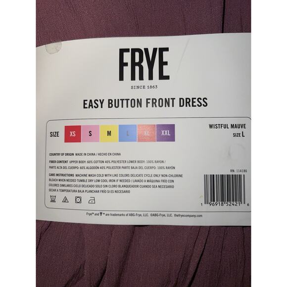 Frye Easy Button Front Dress Women’s L Wistful Mauve With Side Seam Pockets - Picture 6 of 8